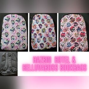 Hazbin Hotel Helluvaboss Bookbags! Fizzarolli Angel Dust Alastor Blitz New